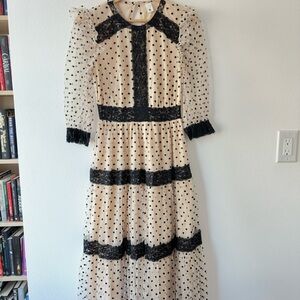 Chic Black Polka Dot Long Sleeve Dress